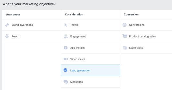 วัตถุประสงค์ของแคมเปญ Facebook
