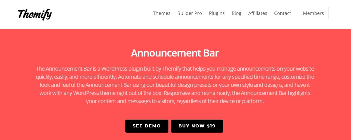 Pluginul Themify Notification Bar