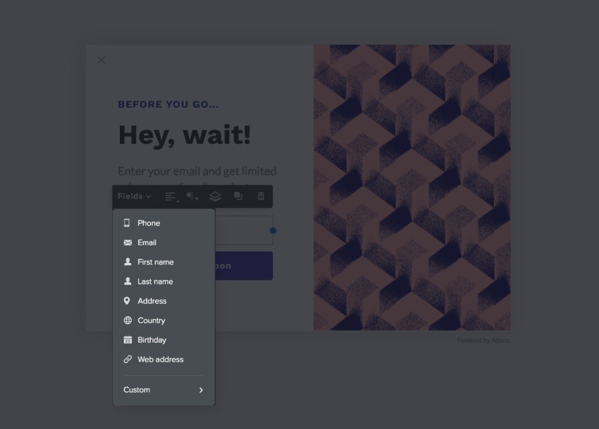 Editor de arrastar e soltar de Adoric