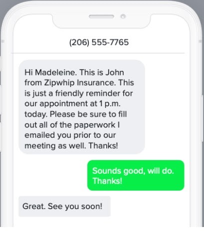SMS para reserva de agendamento