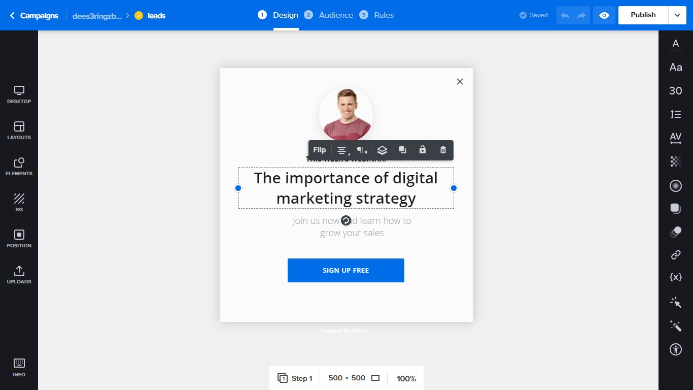 Adoric 드래그 앤 드롭 편집기