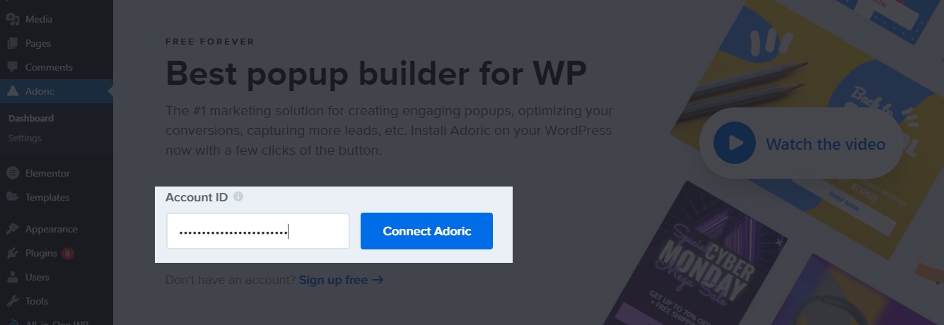 adoricをwordpressに接続する