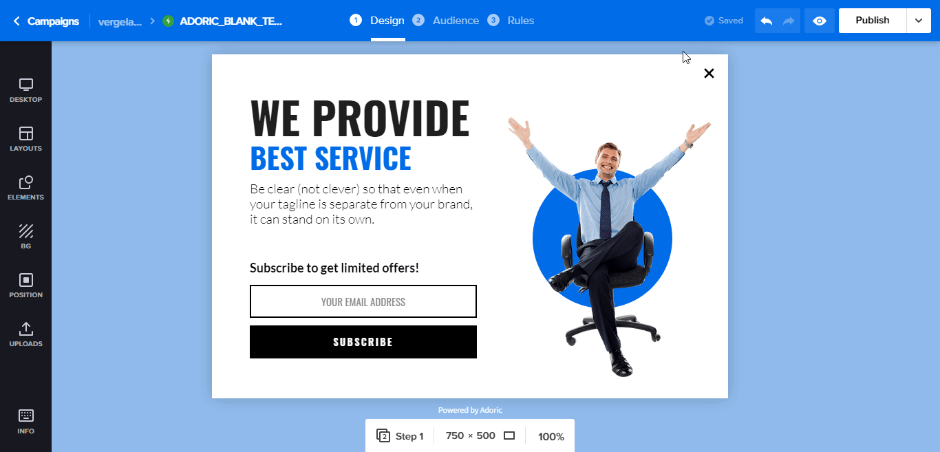 2ステップのポップアップ