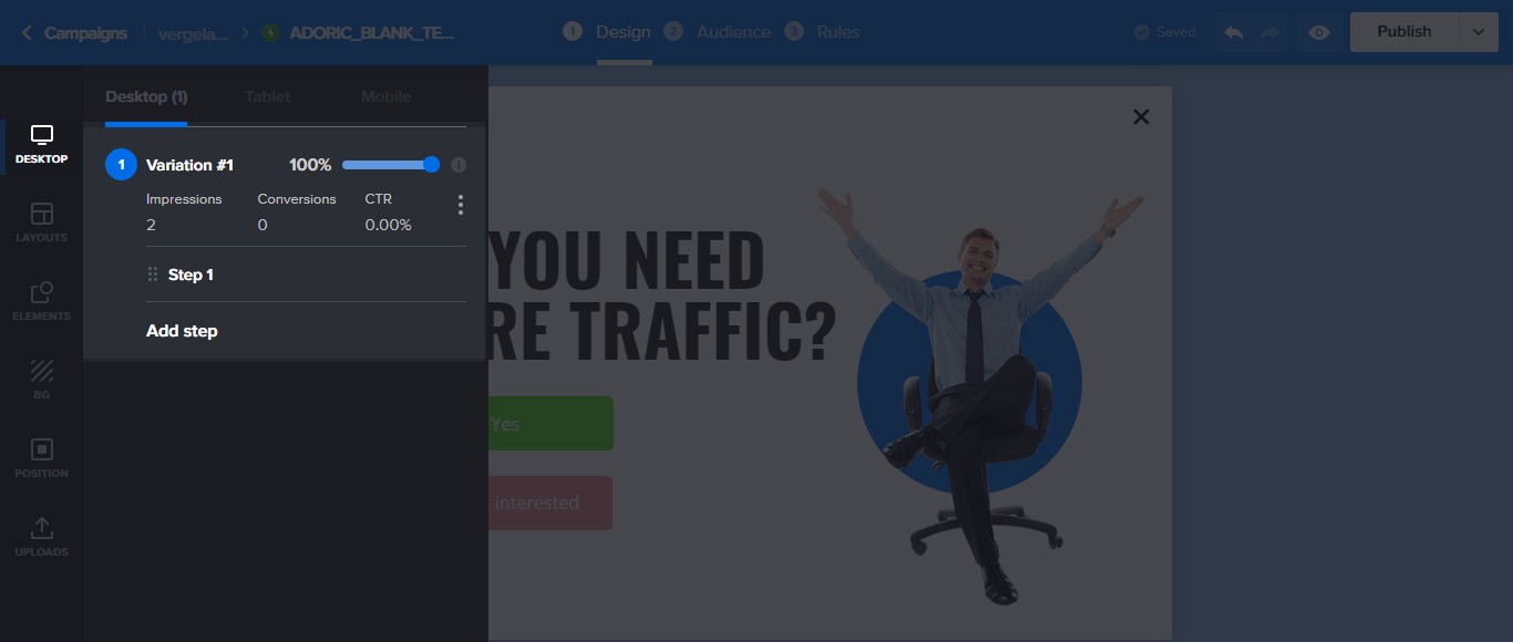ステップポップアップを追加