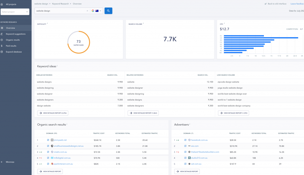SE排名關鍵詞研究工具