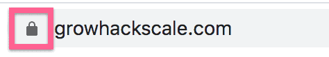 Tangkapan layar alamat web aman Grow Hack Scale