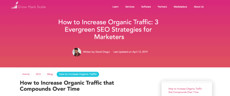 Grow Hack Scale 网站上一篇博文的截图