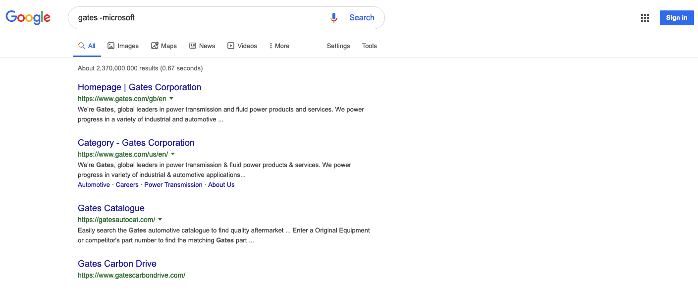 Resultados del operador de búsqueda de Google para puertas -microsoft
