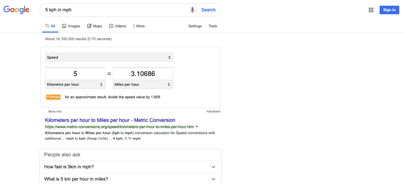 Resultados de búsqueda de Google para 5 km / h en mph