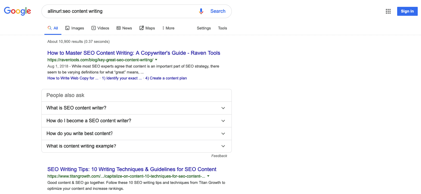 Resultados de búsqueda de Google para allinurl: redacción de contenido seo
