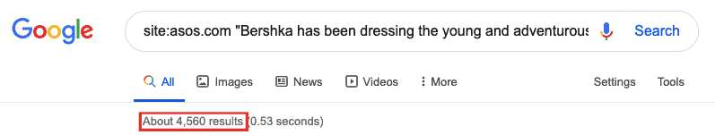 Resultados del operador de búsqueda de Google para el sitio: asos.com Bershka