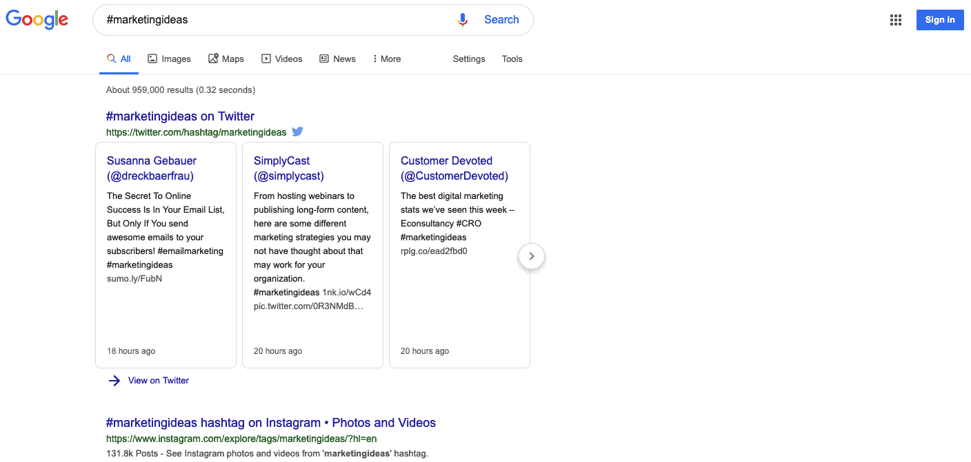 Resultados de búsqueda de Google para #marketingideas