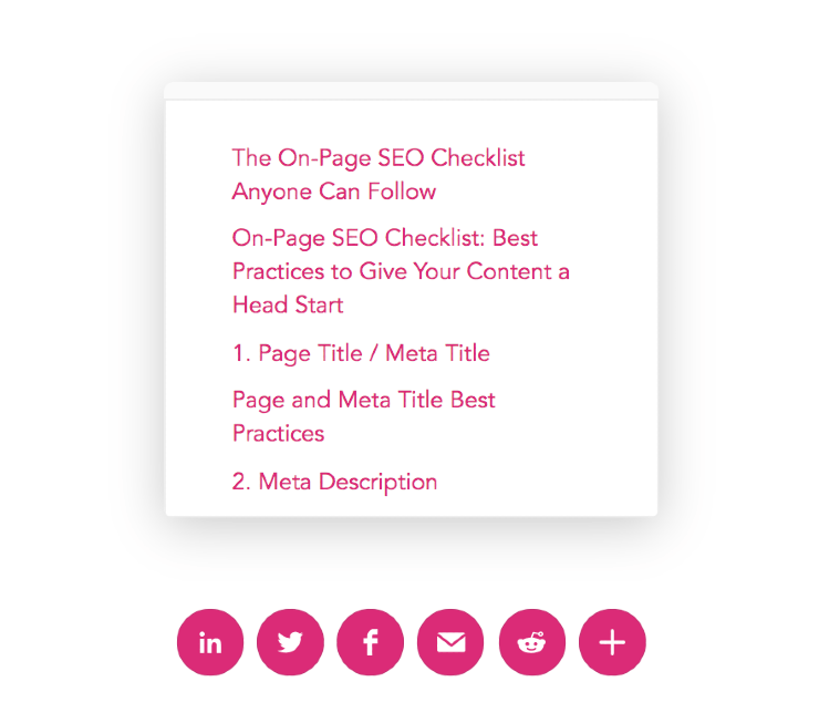 Migliora la SEO: uno screenshot del sommario dell'articolo del blog