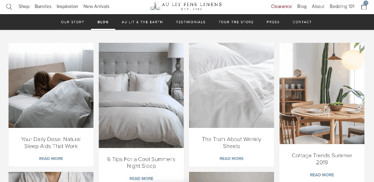 ส่วนบล็อกของ Au Lit Fine Linens - Shopify Seo