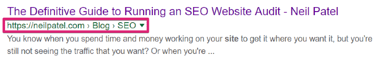 Поисковый фрагмент Нила Пателя - SEO-аудит веб-сайта