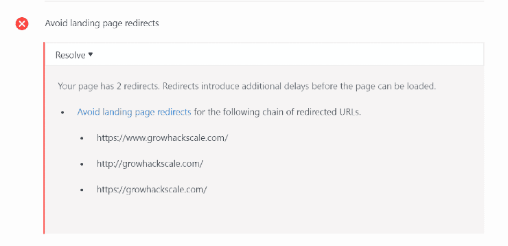 Цепочка редиректа целевой страницы - SEO-аудит сайта