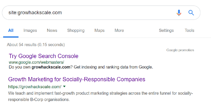 Отображение результатов поиска в индексе Google - SEO Website Audit