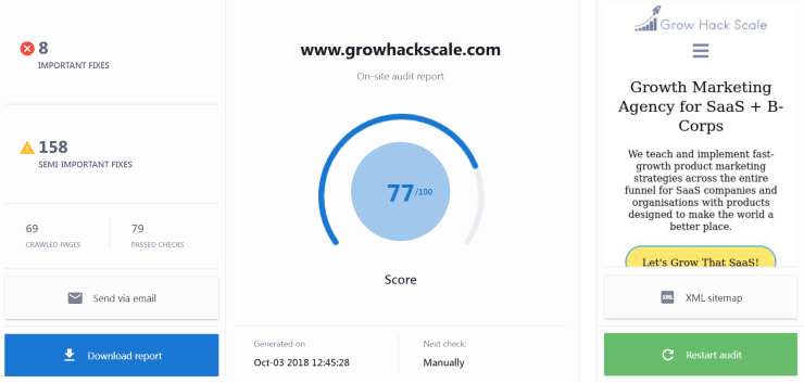 สถานภาพเว็บไซต์ - เทมเพลตรายงาน SEO