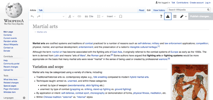 สร้างลิงก์ย้อนกลับวิกิพีเดียศิลปะการต่อสู้