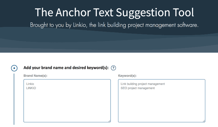 Linkio's Anchor Text Suggestion Tool Landing Page Snippet - เครื่องมือ SEO ฟรีที่ดีที่สุด
