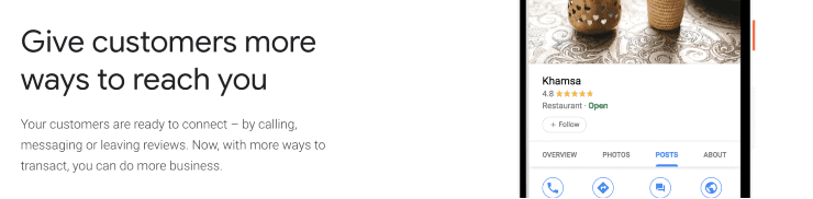 ตัวอย่างข้อมูลหน้า Landing Page ของ Google My Business - เครื่องมือ SEO ฟรีที่ดีที่สุด