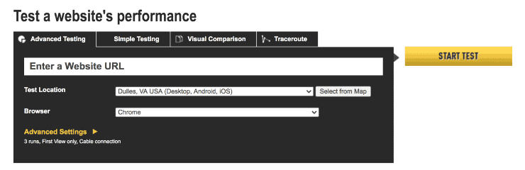 WebPageTestランディングページスニペット-最高のテクニカルSEOツール