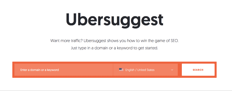 Extrait de page de destination Ubersuggest - Alternatives Ubersuggest