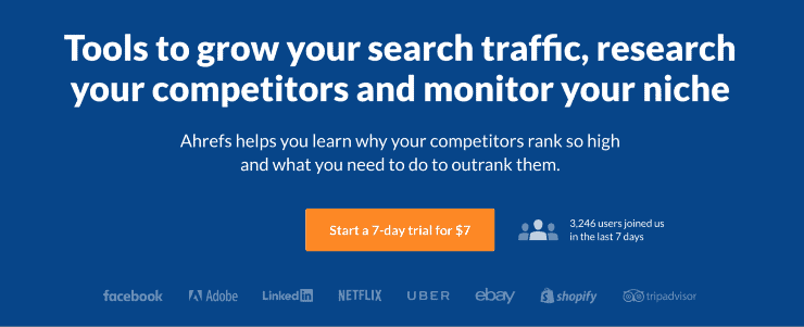 Extrait de page de destination Ahrefs - Alternatives Ubersuggest
