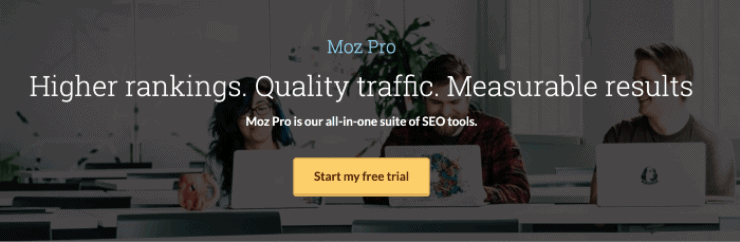 ตัวอย่างหน้า Landing Page ของ Moz Pro