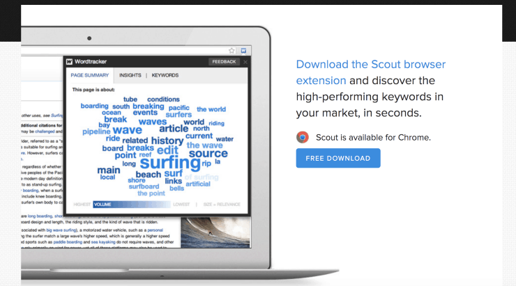 Wordtracker Scout Landing Page Snippet - ทางเลือกเครื่องมือวางแผนคำหลักของ Google