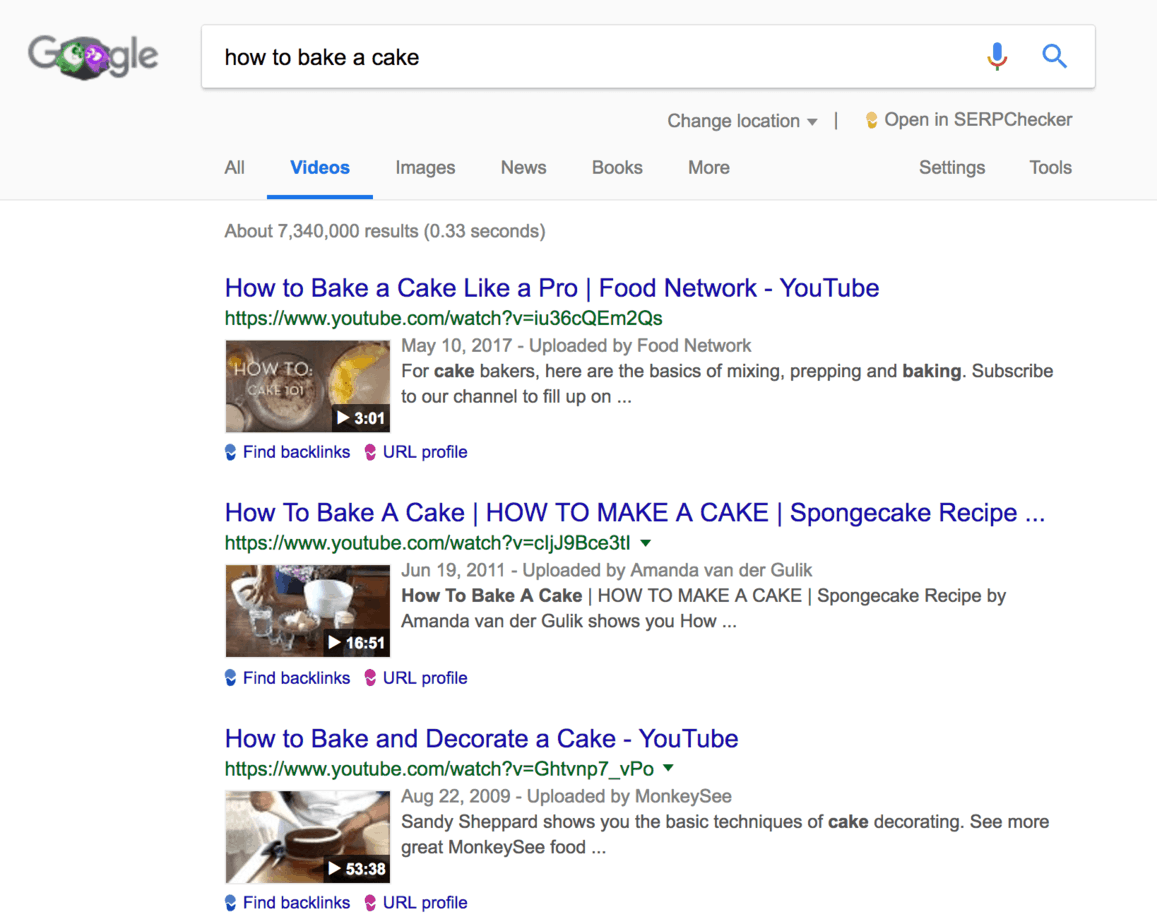 ejemplo de resultados de video en serps what does serp mean