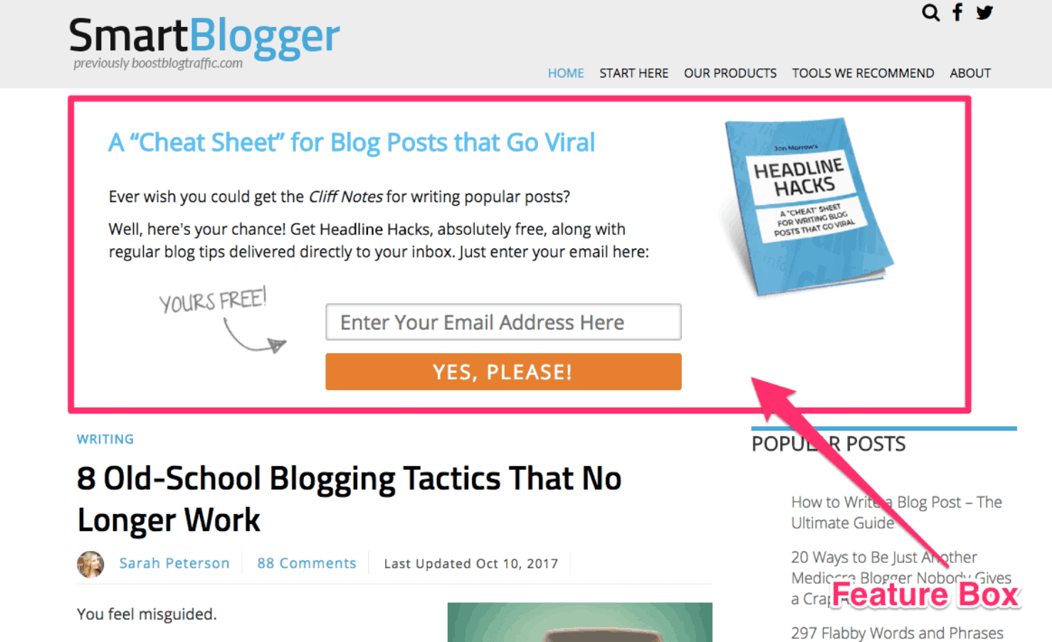 email marketing feature box