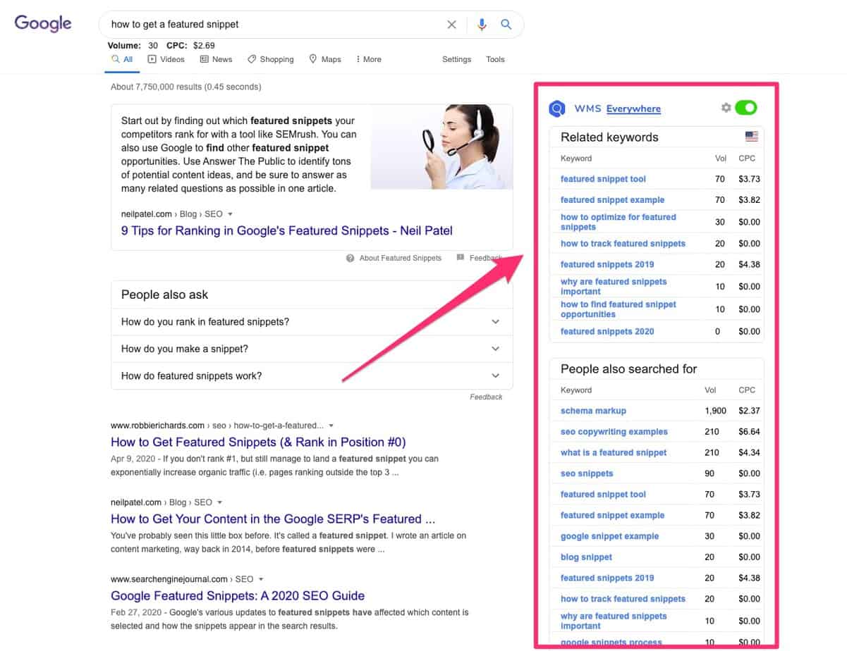 what's my serp keyword tool