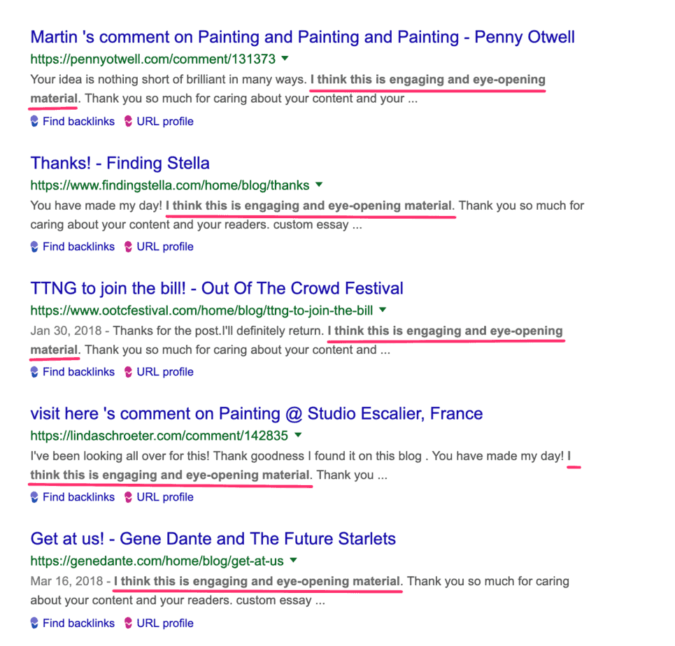 example of comment spam