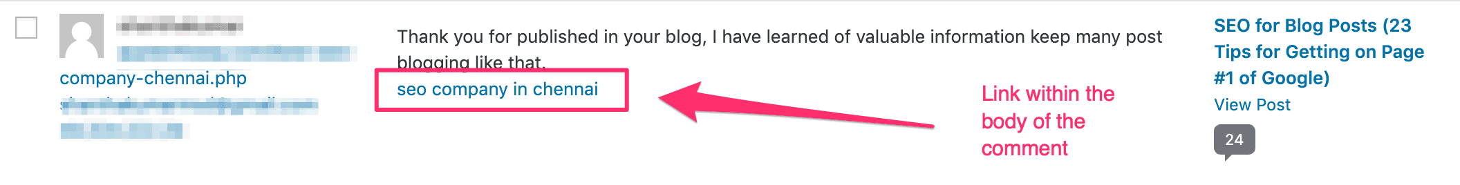 comment spam with link in body