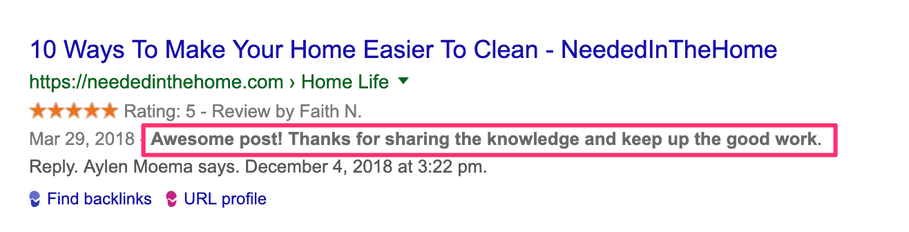 example of comment spam