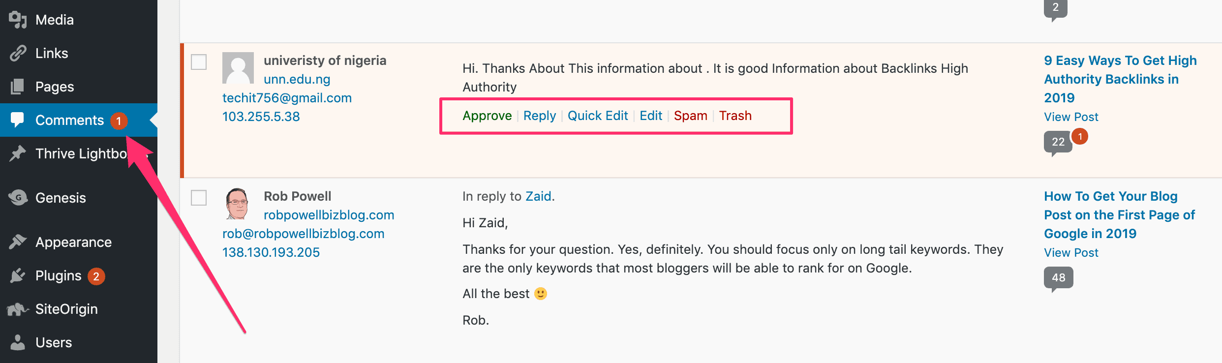 comments awaiting moderation