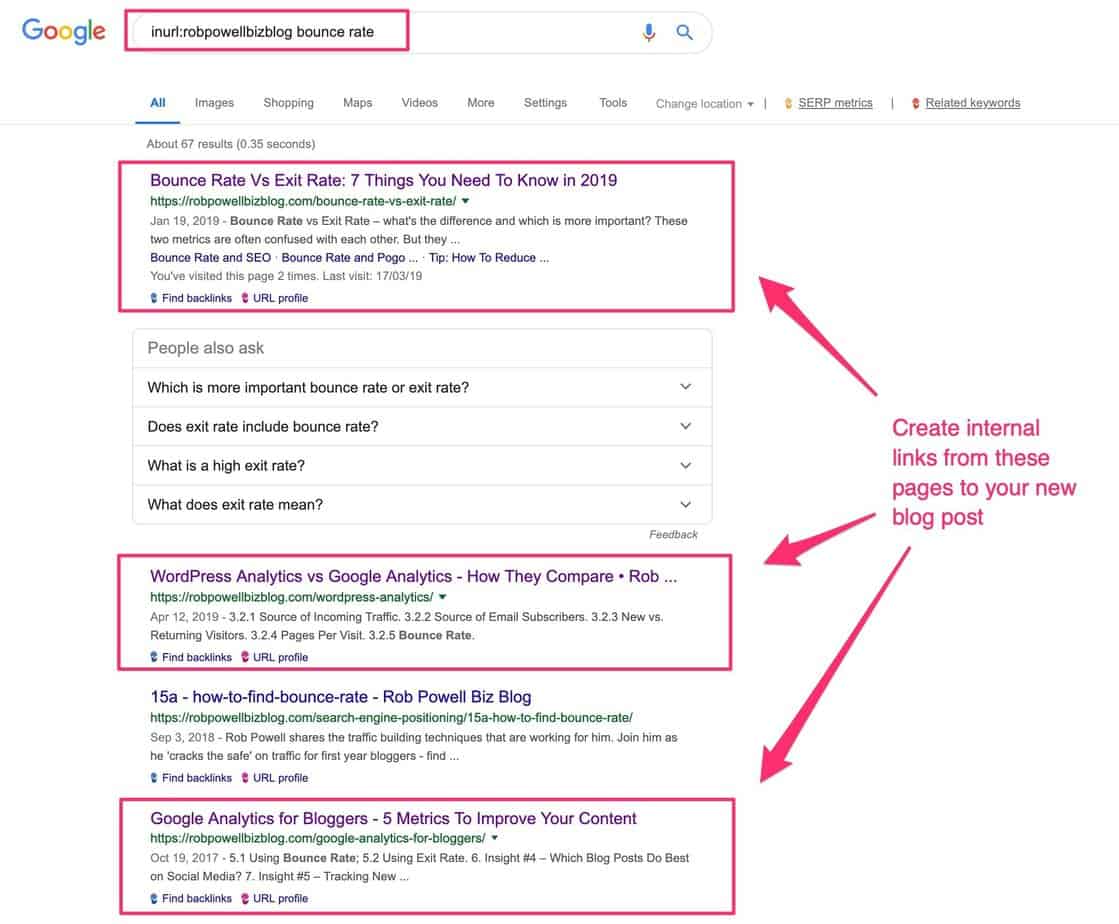 create internal links to newly published blog posts