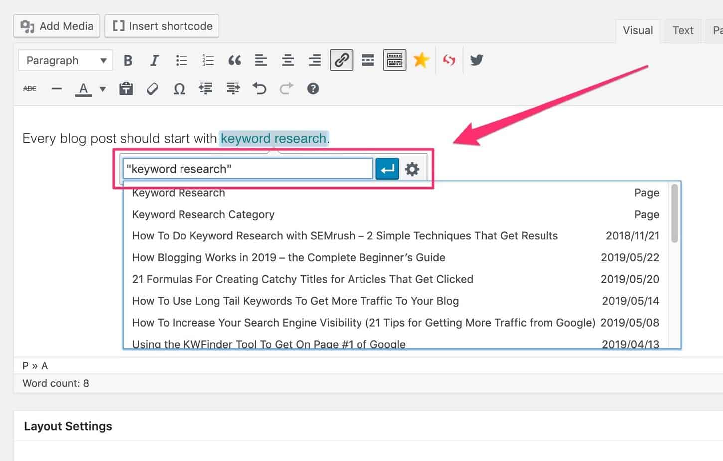 How to Create Internal Links in the WordPress Editor