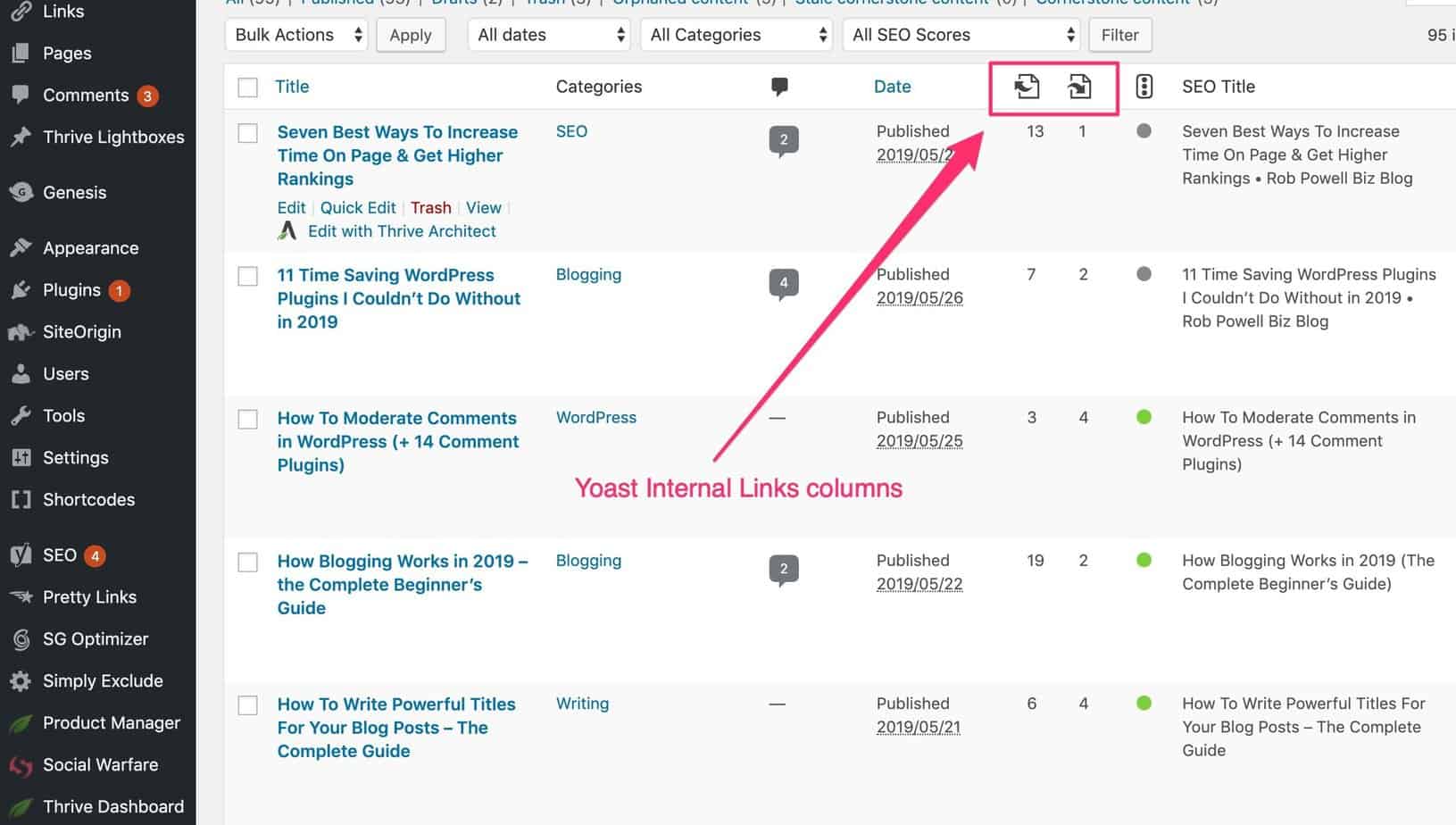 how to do an audit of internal links in WordPress