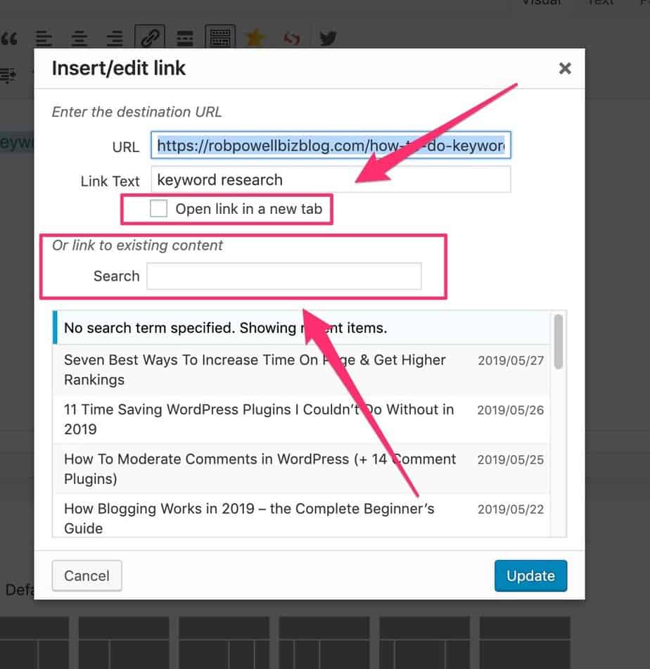 Hoe to edit a WordPress Link