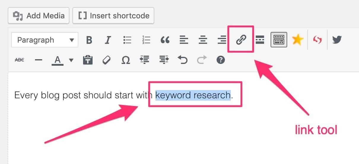 how to create internal links in wordpress editor