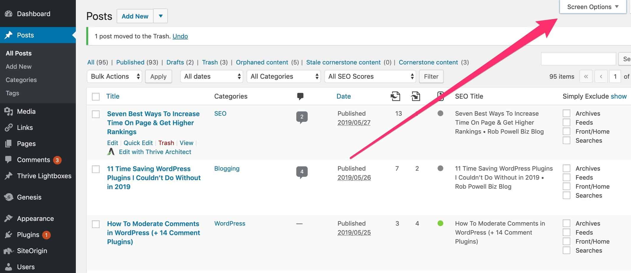 click on Screen Options