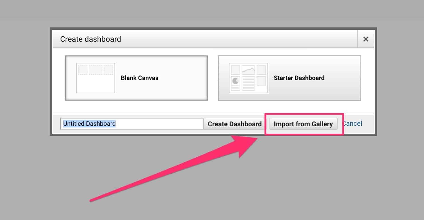 import a dashboard from Google's gallery