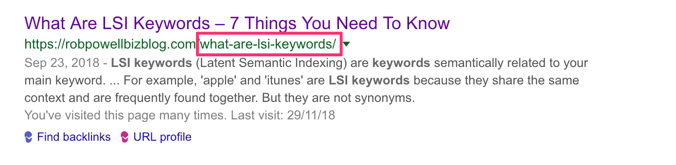 inlcude the keyword in the slug