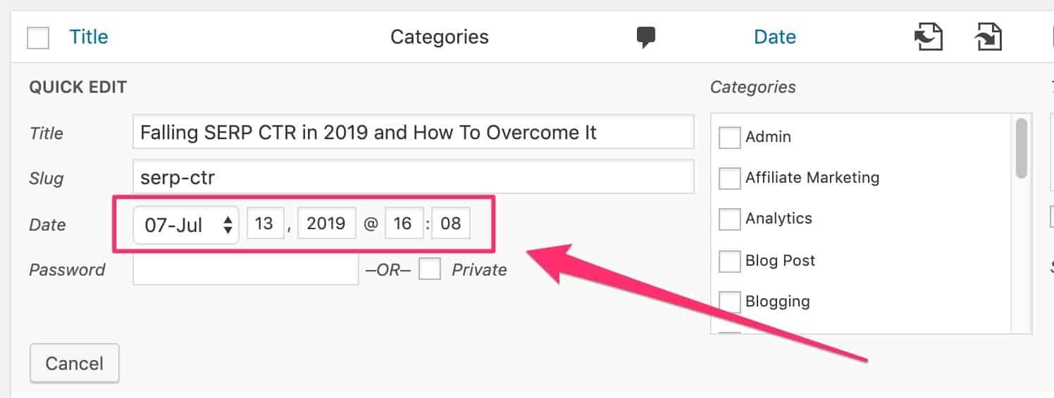 change date of publication