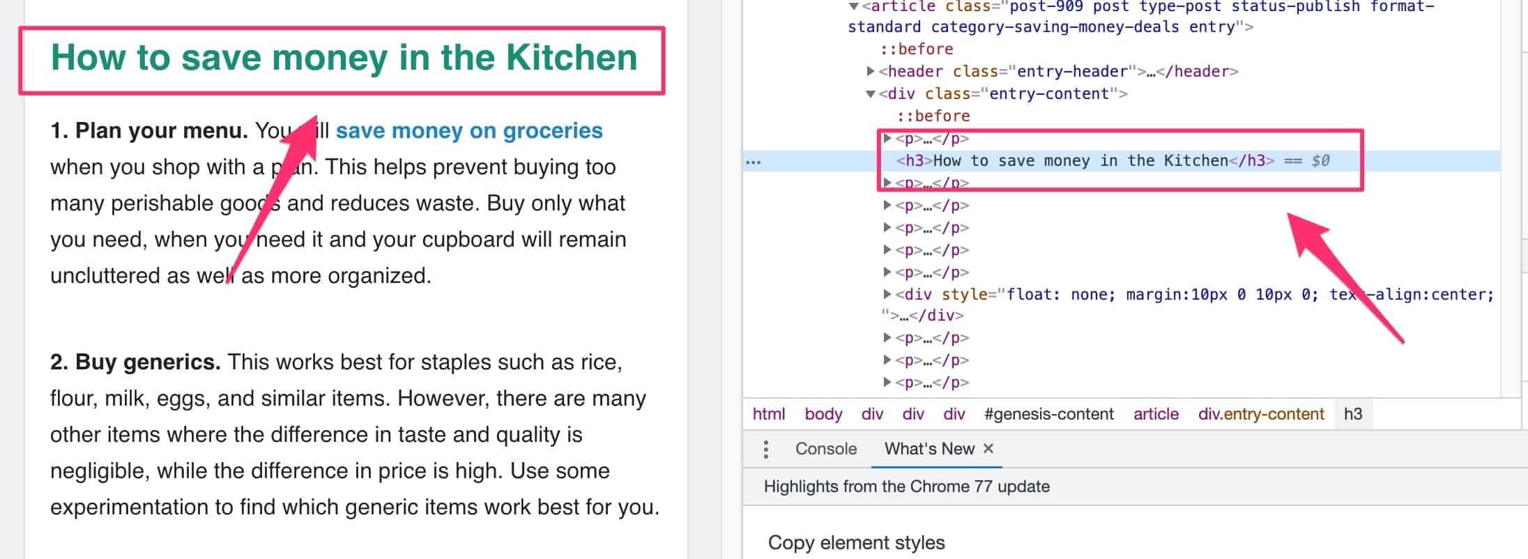 featured snippet - example #1 - analysis