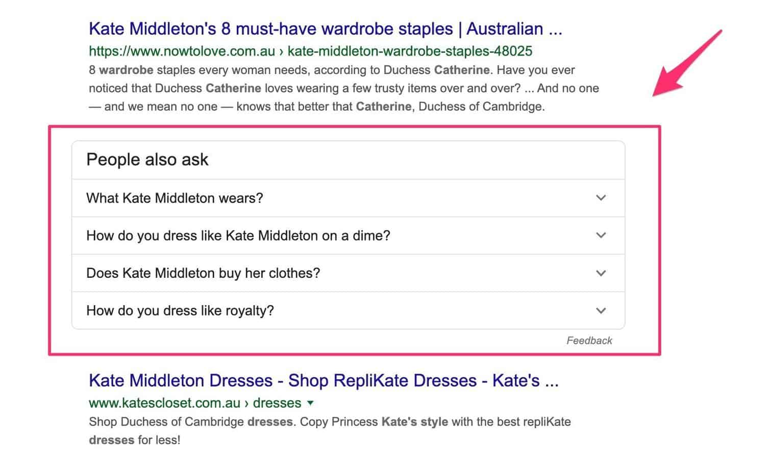 example of Google's 'People Also Ask'