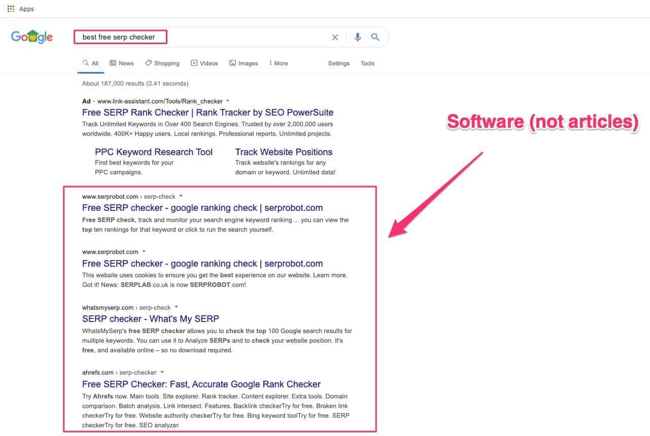 最高の無料のserpチェッカー-中 searcher intent