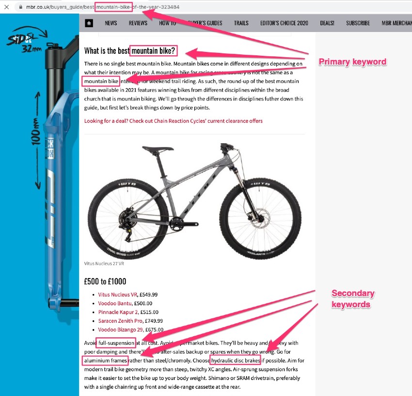 types de mots-clés - primaire et secondaire - petit types of keywords